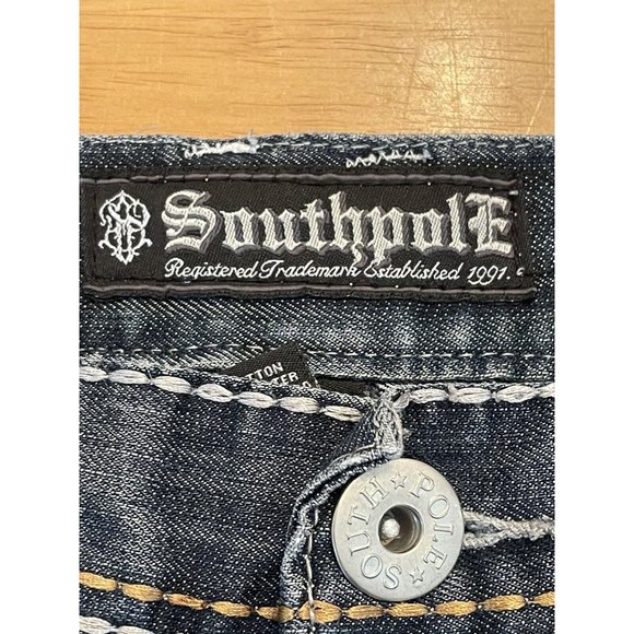 Men's VINTAGE Y2K Southpole Jeans Blue Denim Med/Dark Wash, Size‎ 38 - Picture 9 of 9